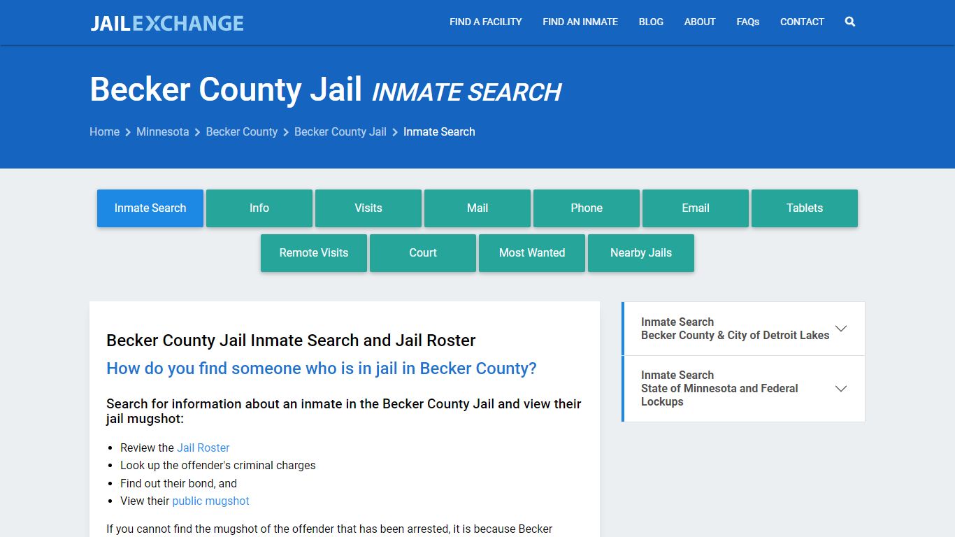 Inmate Search: Roster & Mugshots - Becker County Jail, MN - Jail Exchange